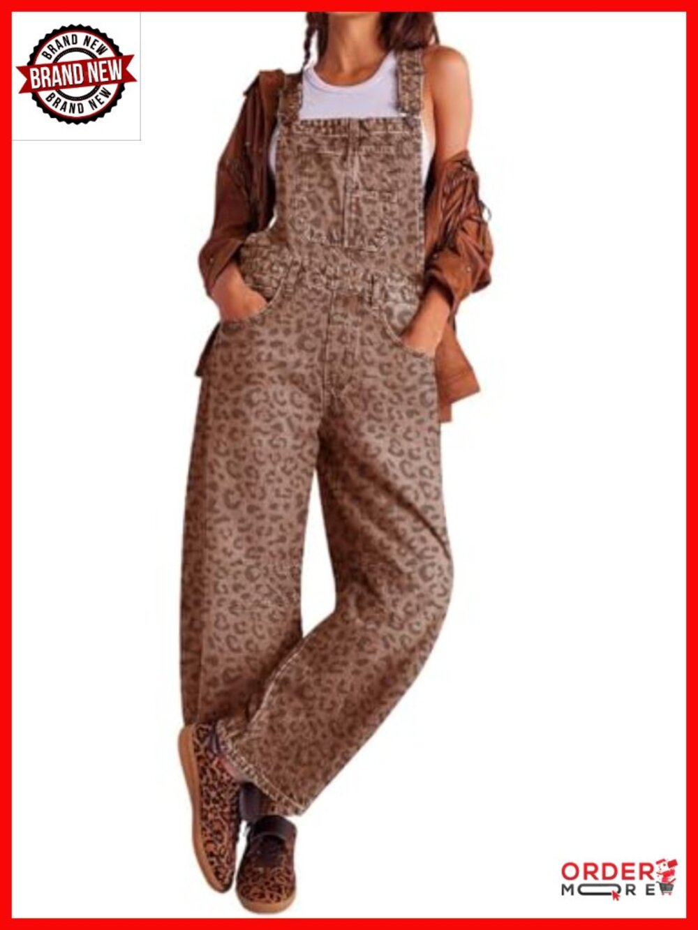 Women's Cotton Baggy Barrel Leg Bib Overalls Wide Leg Denim Jumpsuit